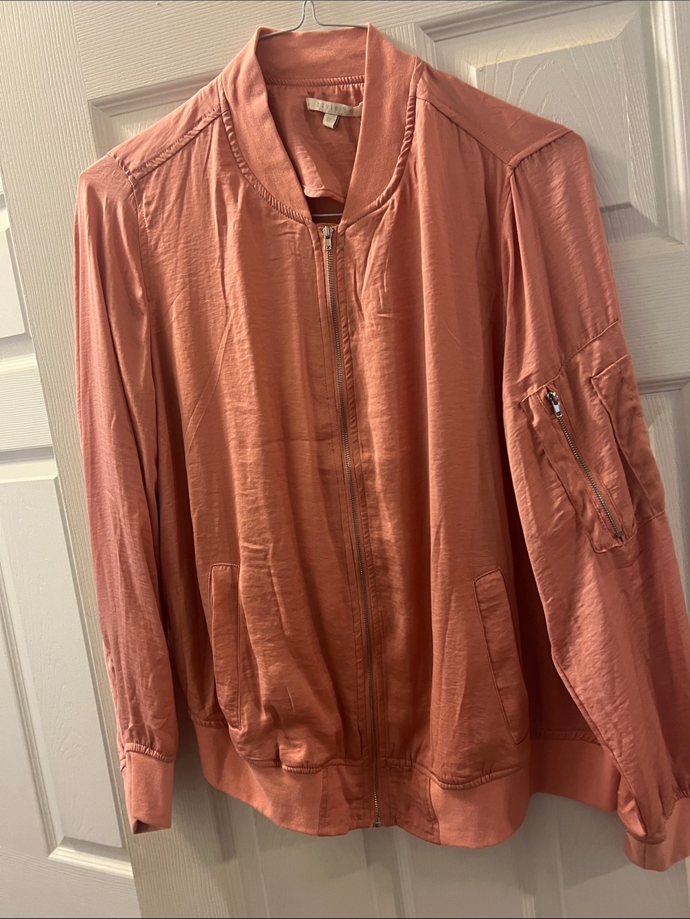 Women's Lightweight Satin Bomber Jacket - Rose